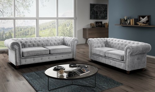 Chesterfield sofa grey fabric - chesterfield,