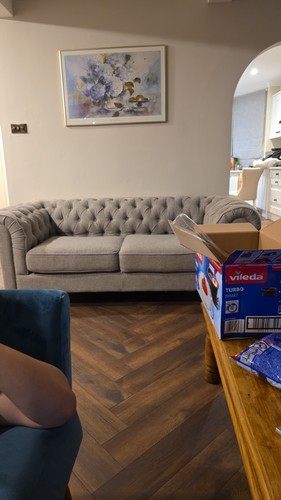 Grey fabric chesterfield sofa - chesterfield,