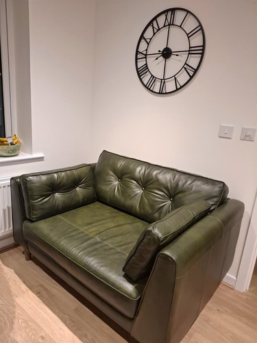 Green leather seater sofa - leather,