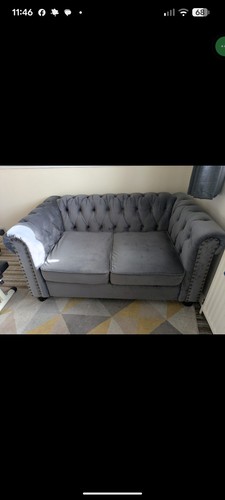 Grey velvet chesterfield - grey, 2