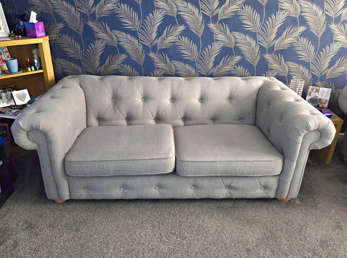 Grey fabric chesterfield - fabric,