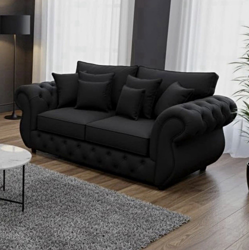 Chesterfield black plush sofa - black,