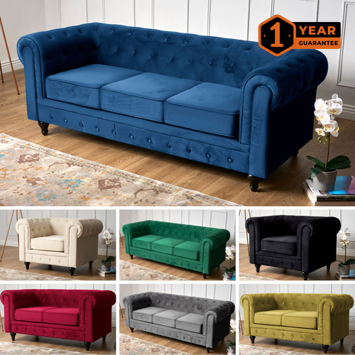 Chesterfield sofa suite - suite, velvet