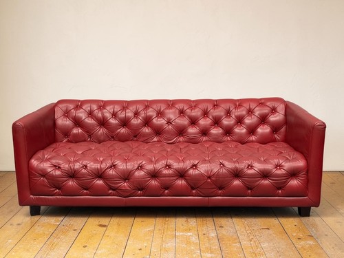 Chesterfield red leather - leather, deep