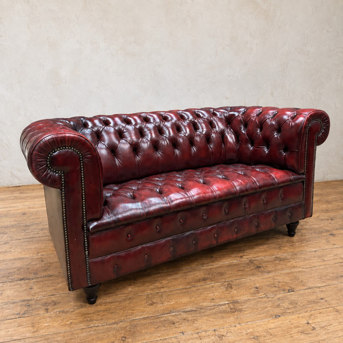Oxblood leather chesterfield - oxblood,