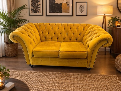 Mustard chesterfield style - mustard,