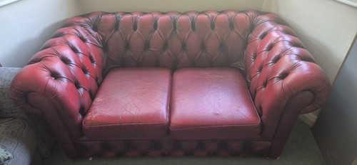 Chesterfield leather sofa - leather,