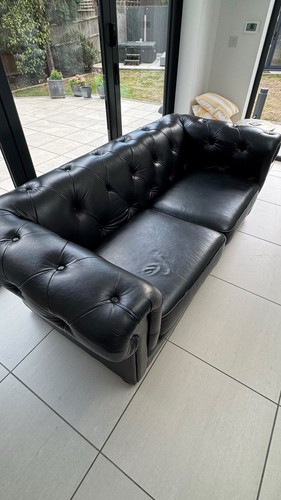 Black leather chesterfield - black, 2