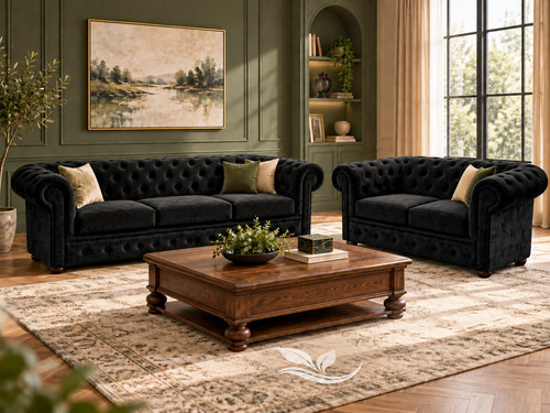 Chesterfield buttoned black - chesterfield,