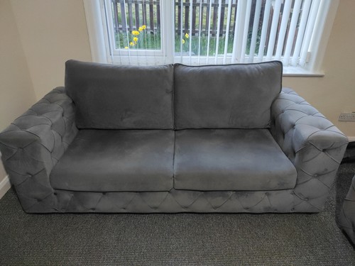 Grey velvet two seater sofa - velvet,
